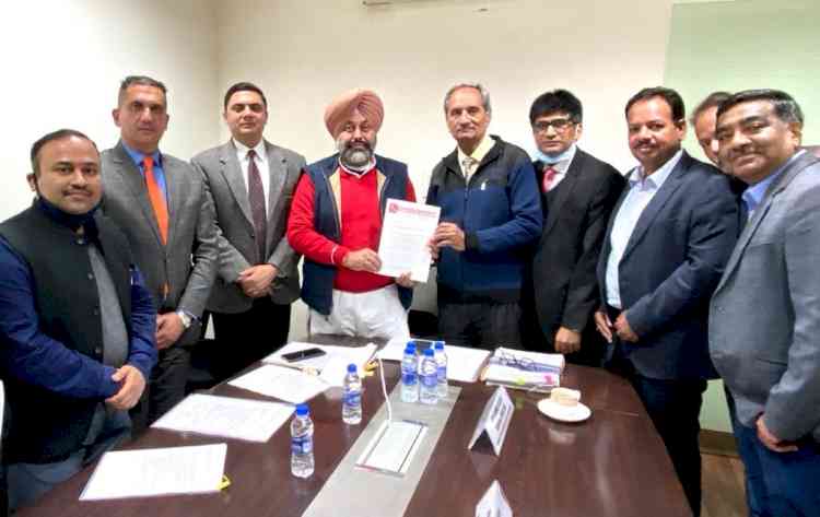 Industries and Commerce Minister Punjab Gurkirat Singh called on Delegation of Leather Federation, Jalandhar at Chandigarh