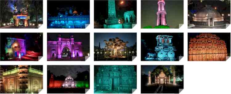 Surya Roshni illuminates replicas of 21 Indian monuments at Bharat Darshan Park, Punjabi Bagh New Delhi, with colour-changing RGB lights