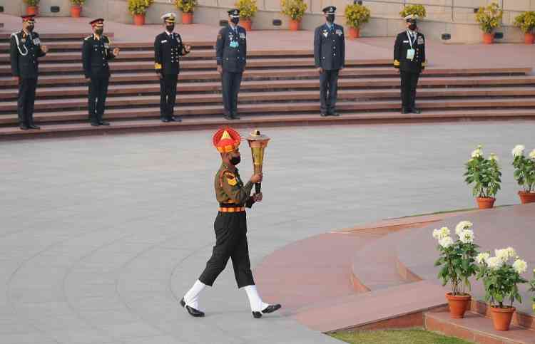 Amar Jawan Jyoti at India Gate merged with National War Memorial flame