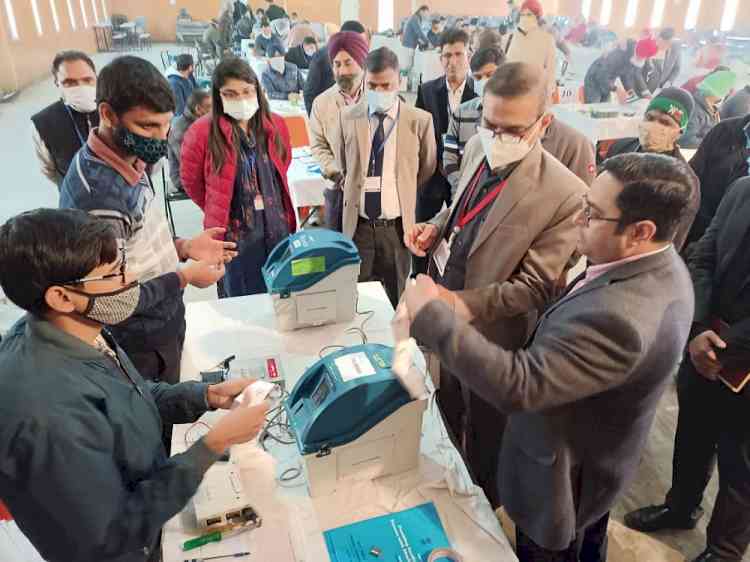 Observers and DC inspect commisioning of EVMs and VVPATs in SBS Nagar