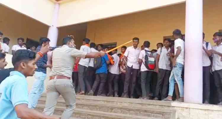 Hijab row turns violent in K'taka; stone pelting, lathi-charge incidents reported