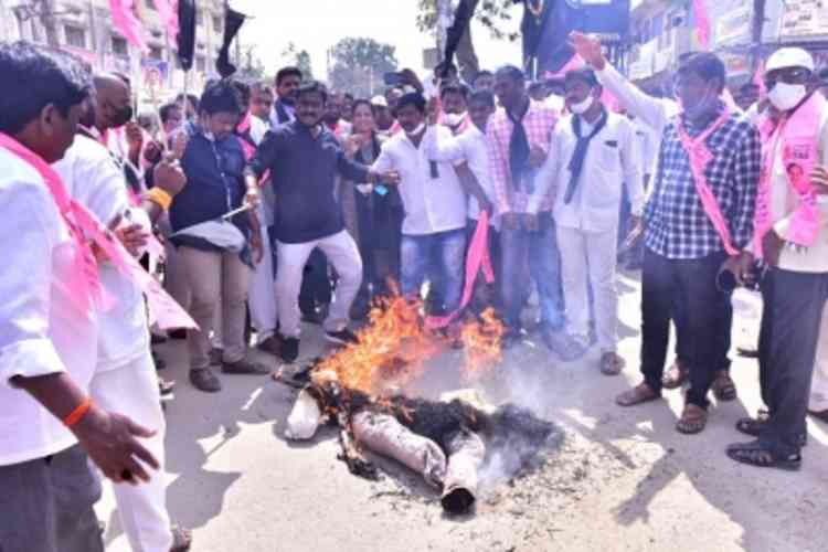 Massive protests across Telangana over PM's remarks