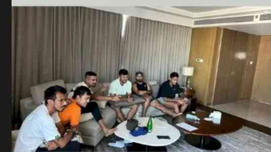 Rohit shares pic of India teammates watching IPL mega auction from hotel room