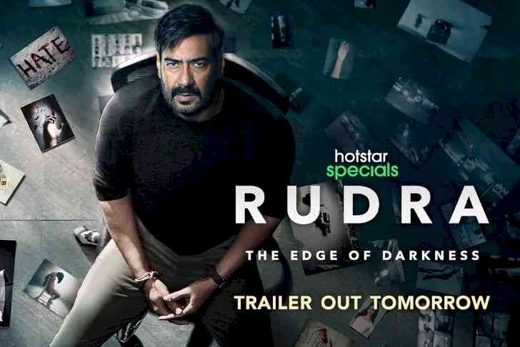 'Rudra: The Edge of Darkness' poster features Ajay Devgn's titular character in thematic pit of darkness