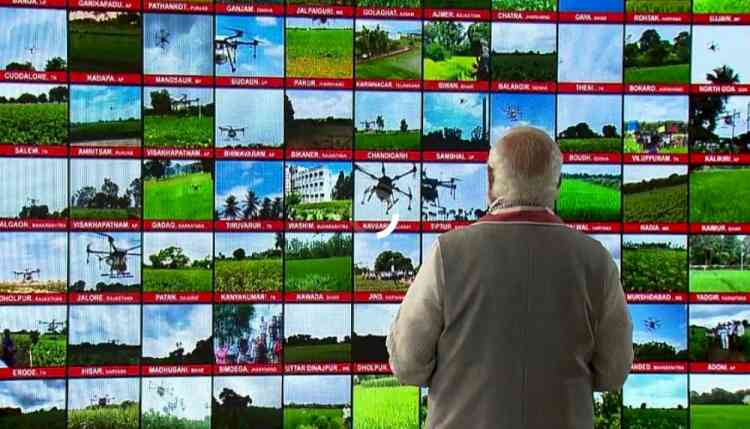 PM Modi flags off 100 kisan drones