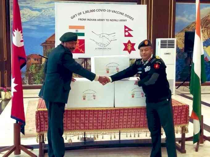 Indian Army gifts 1 lakh Covid vaccine doses to Nepali Army