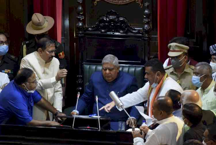 Dhankhar unable to deliver speech in Assembly as BJP creates bedlam