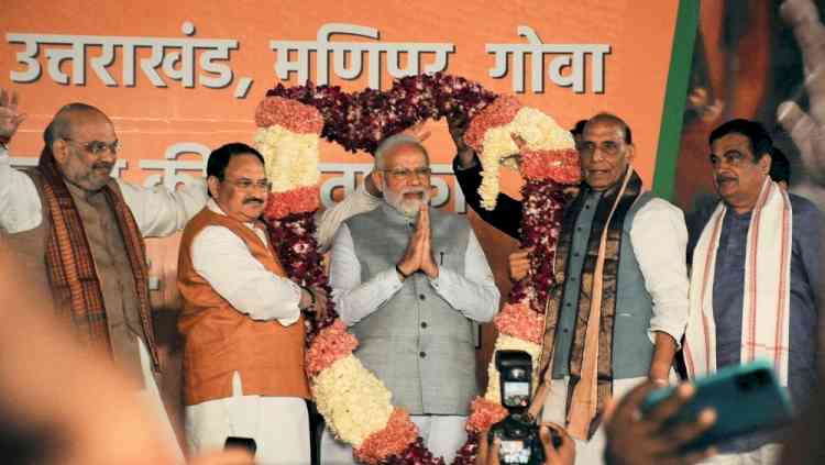 BJP set to retain power in UP, Uttarakhand, Goa & Manipur; AAP sweeps Punjab (Roundup)