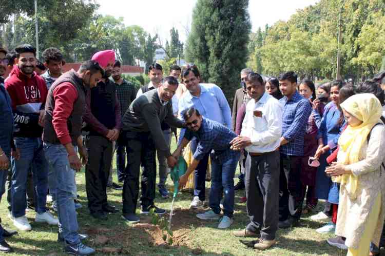 Blind student initiated Plantation Drive during Iconic Week Celebrations of Azadi Ka Amrit Mahotsav at PU