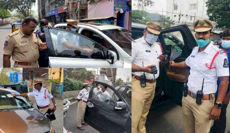 Special drive against vehicles with MLA, MP stickers in Hyderabad