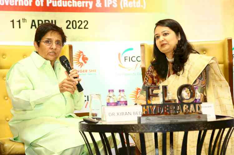 Kiran Bedi, addresses FLO members on policing, politics and playing fair