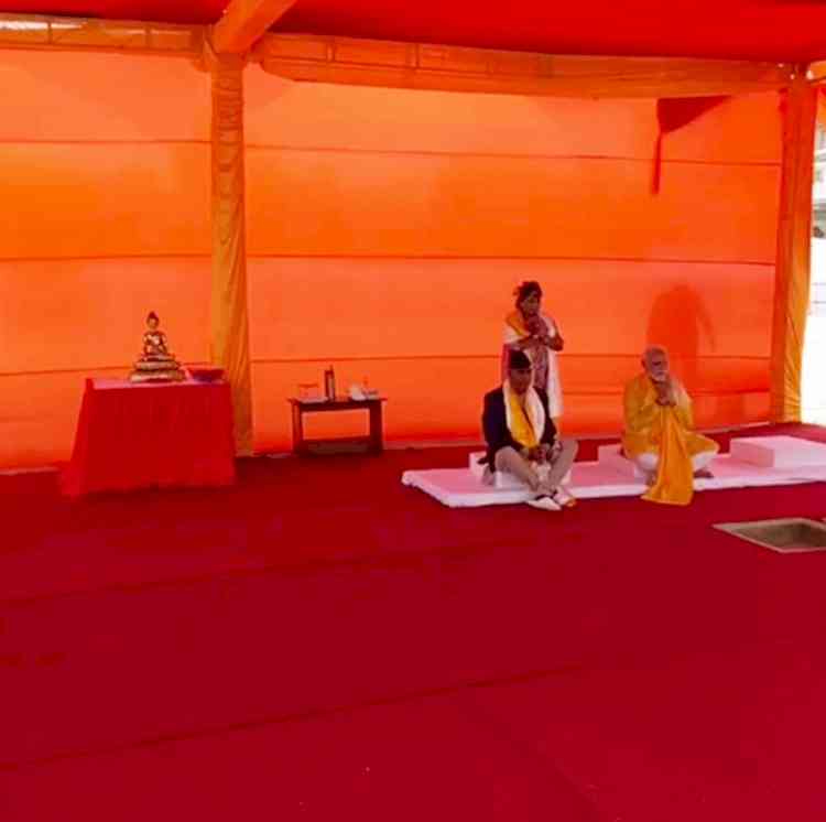 Modi, Deuba lay foundation stone of India Int'l Centre for Buddhist Culture & Heritage