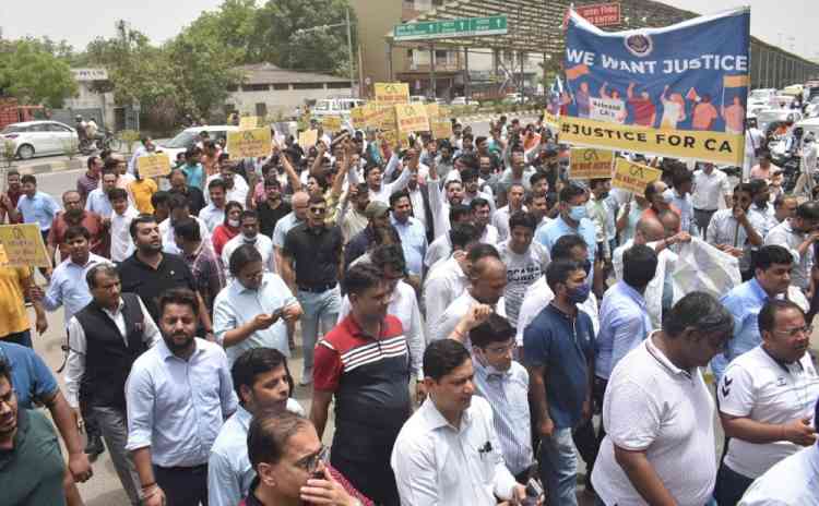 Protest against arrest of two Chartered Accountants