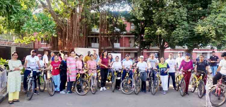 Panjab University hostels celebrated world bicycle day by organising cycle rally