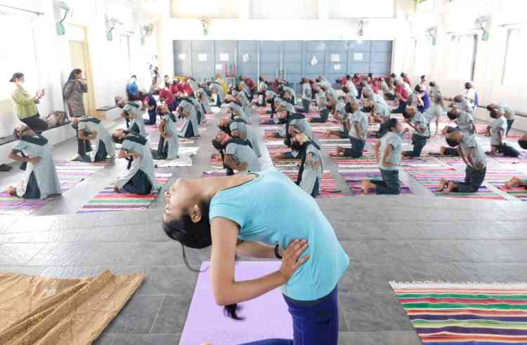 Yoga for humanity exemplified with collaborative session by Sankara Eye Hospital and CII Young Indians at Sheila Kothavala Institute for The Deaf
