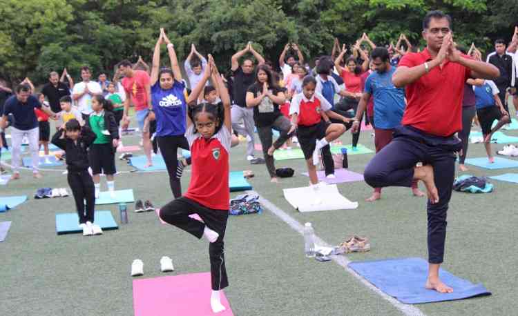 Father Child duo celebrate International Yoga Day and Fathers Day at Greenwood High