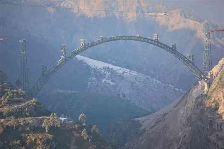 88% work done on world's highest rail bridge over J&K's Chenab river
