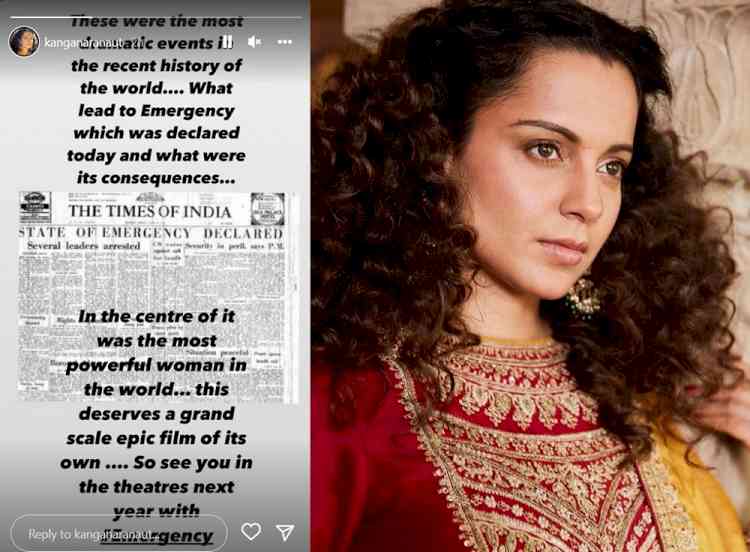 Kangana set for 'Emergency', shares 1975 news clip