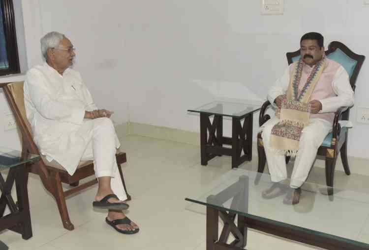 Union minister Dharmendra Pradhan meets Nitish Kumar in Patna