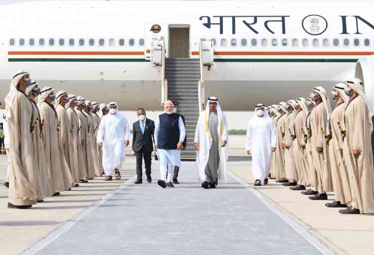 PM Modi visits Abu Dhabi, received and seen off by UAE ruler
