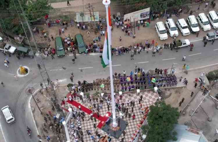 100 feet high mast national flag unfurled at Kishtwar in J&K
