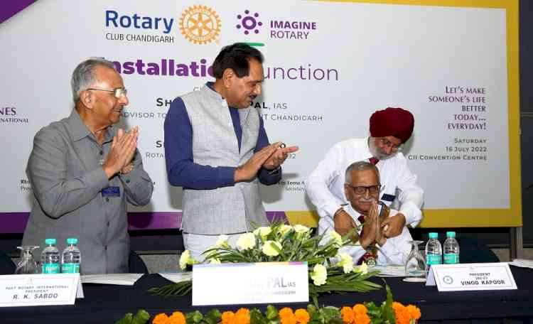 Advisor Dharam Pal commends Rotary Chandigarh for its humanitarian work