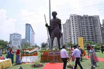 20 ft high Gandhi statue made from 1,000 kg waste unveiled in Noida