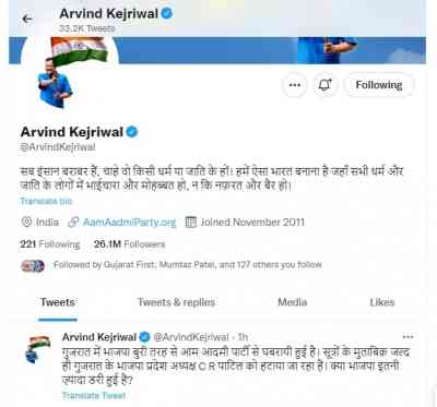 Kejriwal's tweet rattles BJP in Gujarat