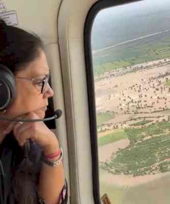 Vasundhara Raje conducts aerial survey of Rajasthan's flood-hit areas