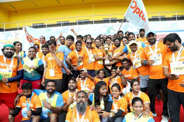 Optum awarded Hyderabad Marathon trophy for maximum employee participation in 2022