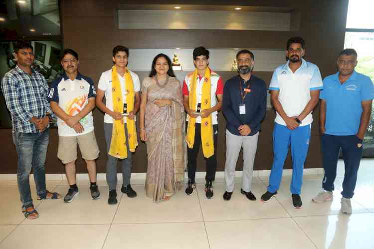 World medal winner LPU students reached Campus to celebrate National Sports Day