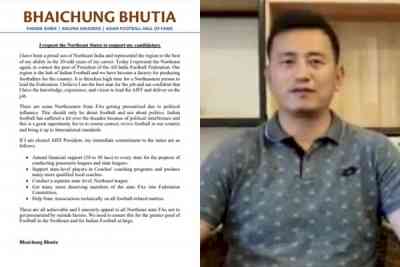 Bhaichung seeks support from Northeast states ahead of AIFF polls