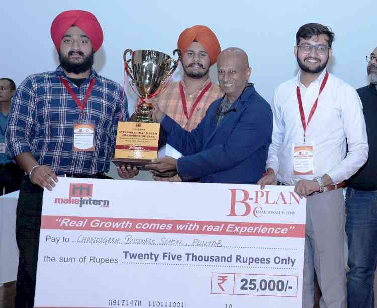 CGC students win B-Plan Championship at IIM Indore for their idea of portable cattle feed making machine 