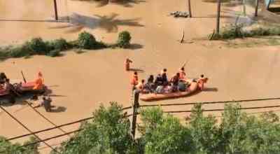 Boats in B'luru roads after heavy downpour; CM Bommai says SDRF teams dispatched