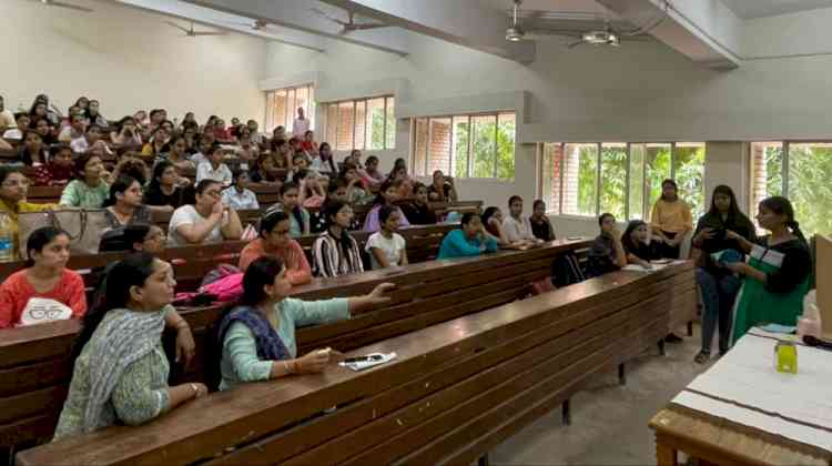 Awareness generation session on menstrual hygiene at Home Science College