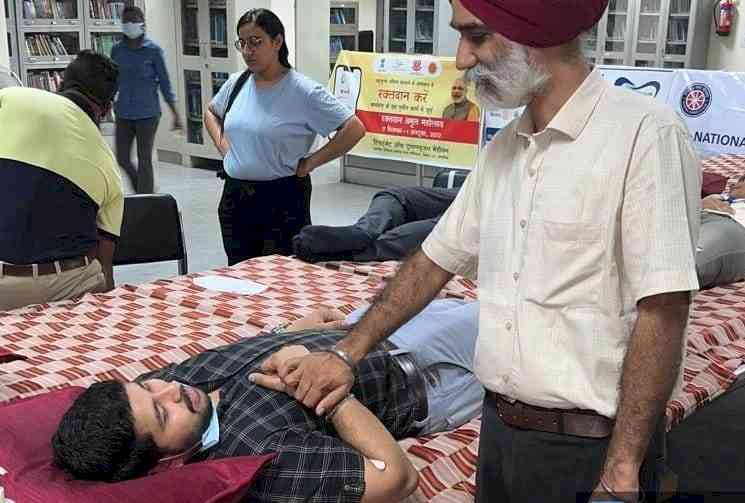 Blood Donation Camp in library of dental institute at PU