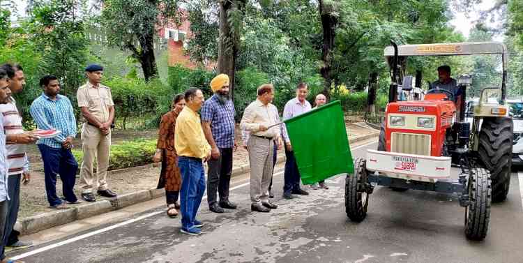 Prof. Raj Kumar, Vice Chancellor, Panjab University flagged off new tractor
