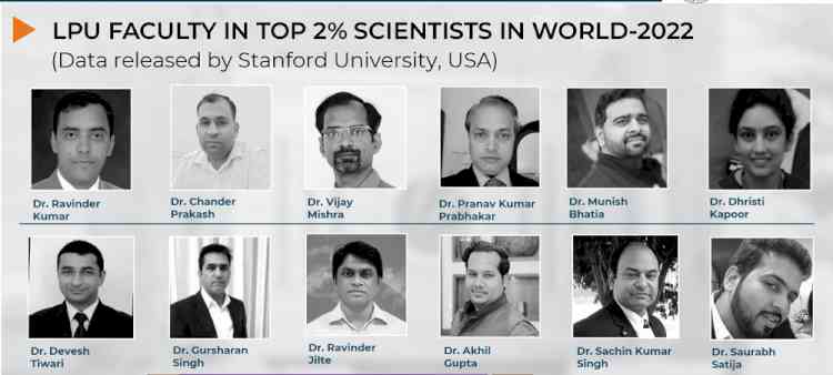 LPU’s 12 researchers figure among World’s Top 2 per cent Scientists