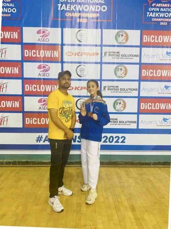 Dips Student Aanchal wins bronze medal in National Open Taekwondo
