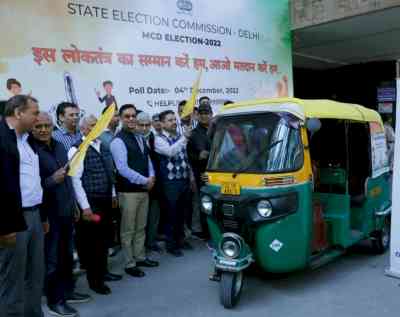 MCD polls: Auto rickshaws with voter awareness messages flagged off