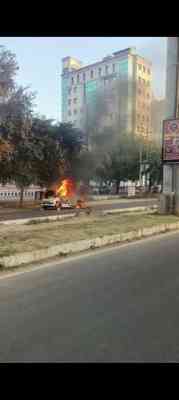 Close shave for man as car catches fire in Greater Noida
