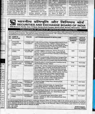 SEBI's issues list of 'most wanted defaulters' - all untraceable!