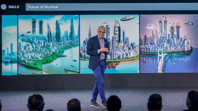 Microsoft Chairman and CEO Satya Nadella addresses Industry Leaders in Mumbai