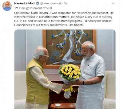 PM condoles death of senior BJP leader Kesari Nath Tripathi