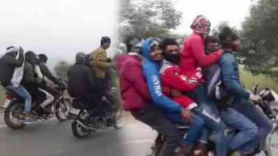 14 men on three bikes booked for performing stunts in UP