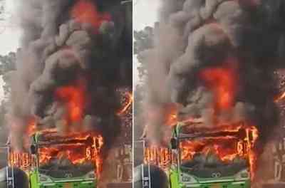 Close shave for commuters as DTC bus catches fire