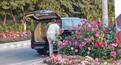 Gurugram: Men in 'luxury car' caught stealing flowerpots put out for G20, FIR lodged
