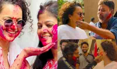 Kangana Ranaut plays Holi on the sets of 'Chandramukhi 2'