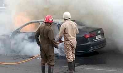 Audi car catches fire in south Delhi, no one injured