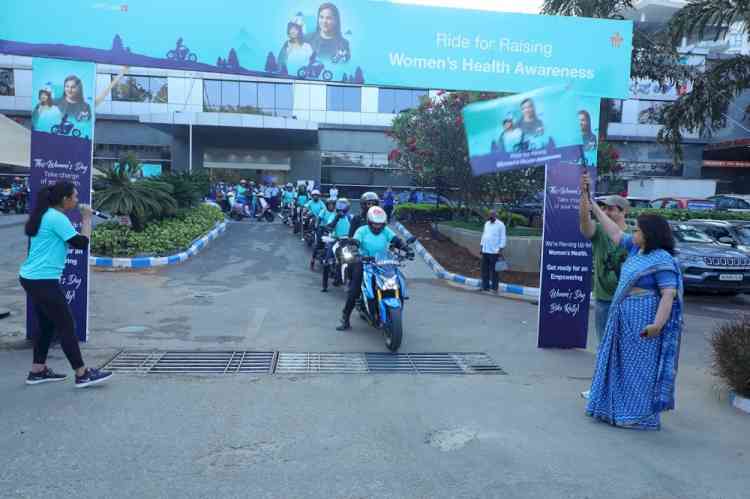 Manipal Hospital Hebbal organized a rally to raise awareness about women's health, involving 42 women bikers
